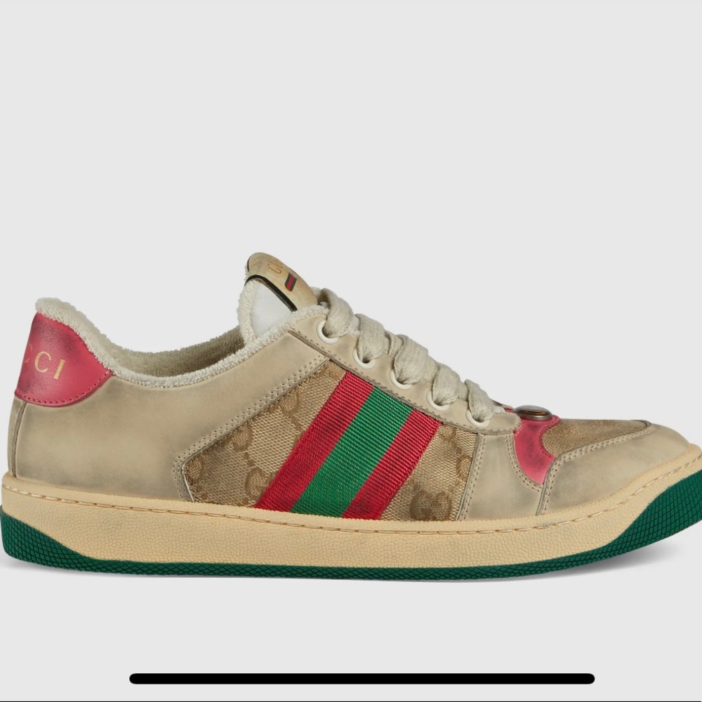Gucci Screener Distressed Sneakers-worn one time